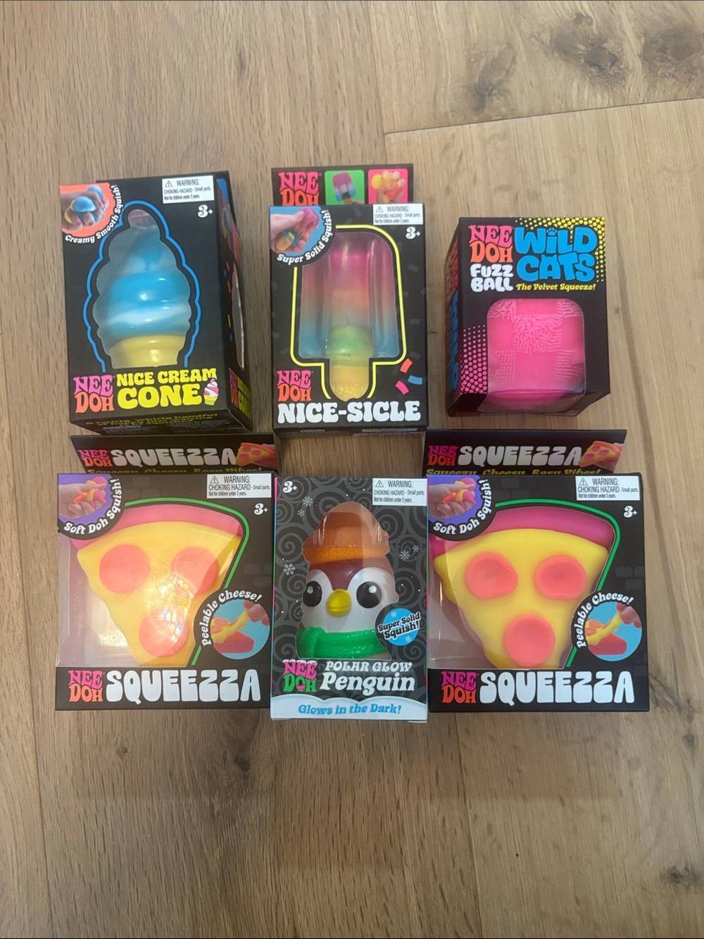 NeedOh Lot including HTF Squishmas Polar Glow Penguin, 2 Pizza. 1 Nicesicle,&